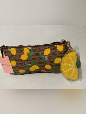 Juicy Couture Brown Lemon Print  with Yellow Lemon Charm BNWT